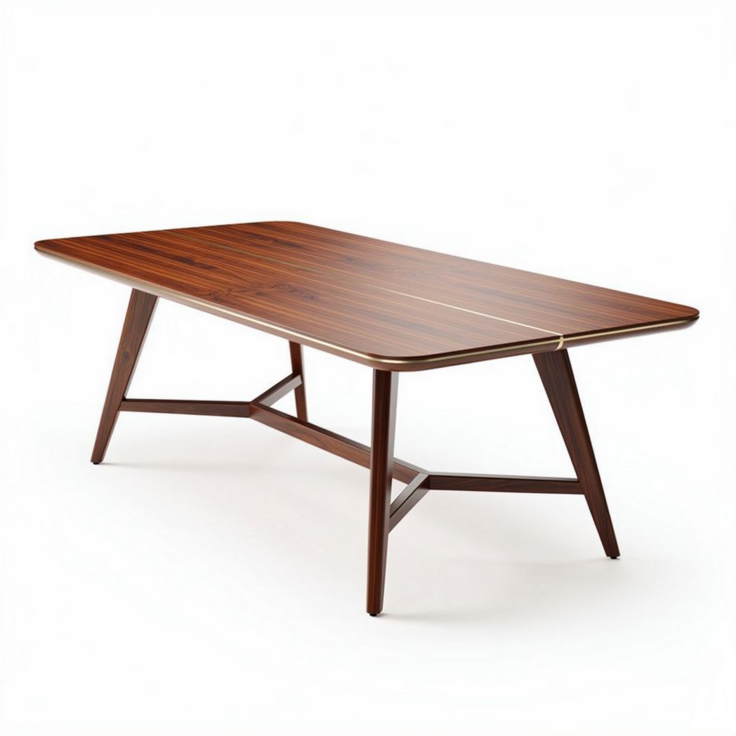 Wooden dining table with tapered legs and polished surface 200 x 100 x 75cm