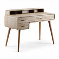Natural wood desk with storage compartments and drawers 120 x 50 x 75cm