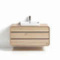 Wall-mounted bathroom vanity cabinet with sink in natural oak finish 80 x 50 x 30cm