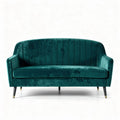 Velvet two-seater sofa in teal for living room use 180 x 80 x 75cm