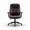 Brown ergonomic office chair with adjustable height and 360-degree swivel functionality