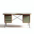 Modern green office desk with storage drawers and metal legs 150 x 70 x 75cm